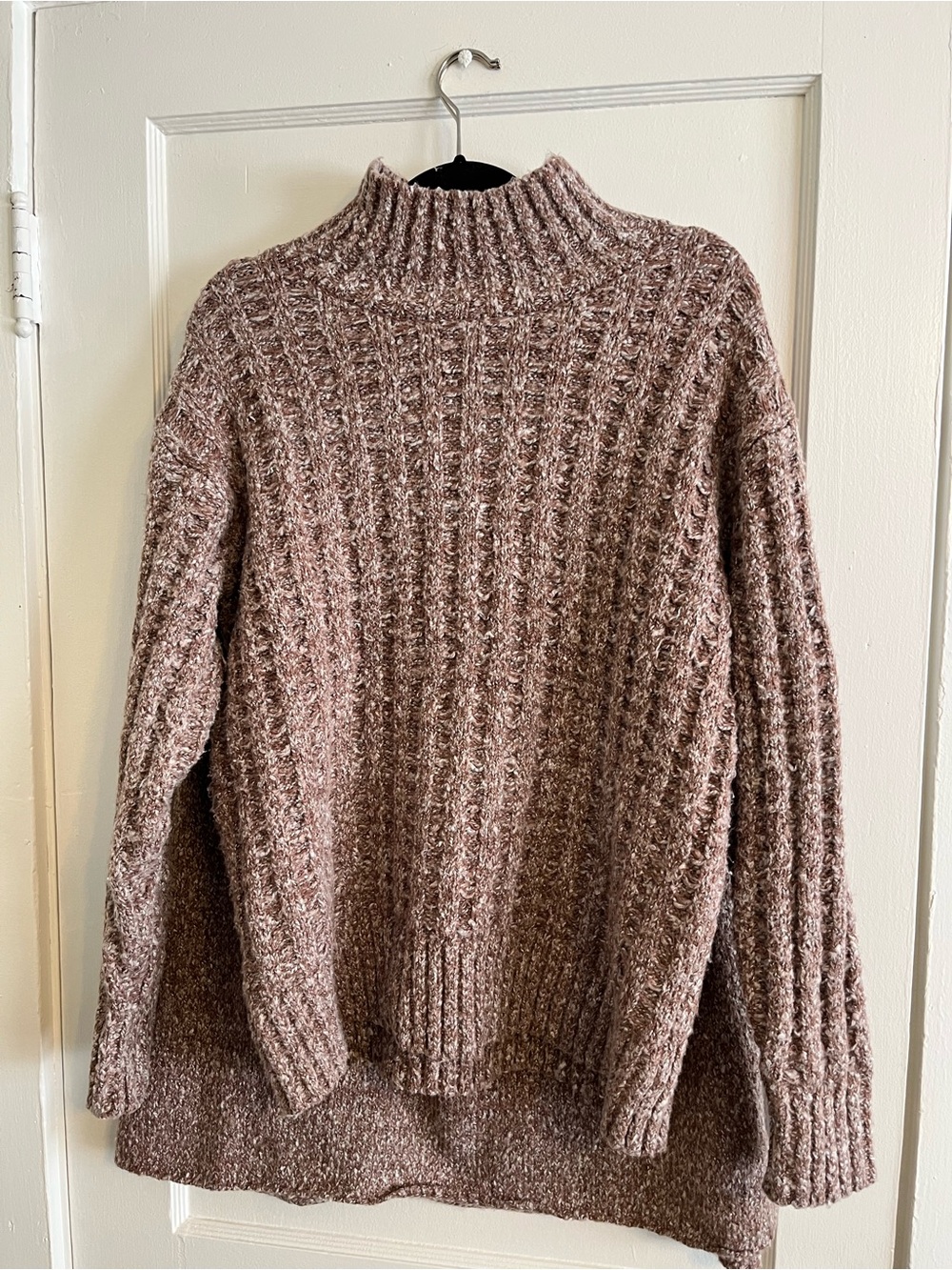 Free People Ribbed Mock Neck Sweater and Skirt Set in Mauve-Taupe